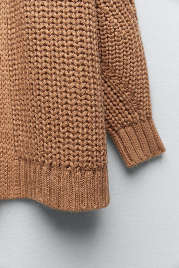 LONG OPEN KNIT CARDIGAN camel ZARA Ireland